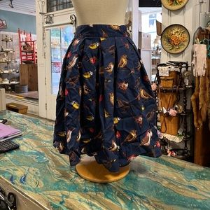 Unbranded Bird Print Pleated Skirt